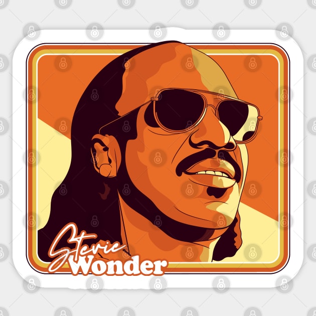 Stevie Wonder --  Retro 70s Style Fan Illustration Sticker by DankFutura